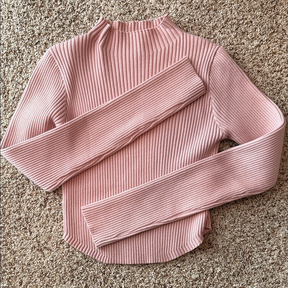 MARBLE Soft Pink Ribbed Knit Top
